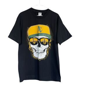Al Style Oakland Athletics Mens Shirt Large Skull‎ Bay Bridge 2000s Y2K MLB